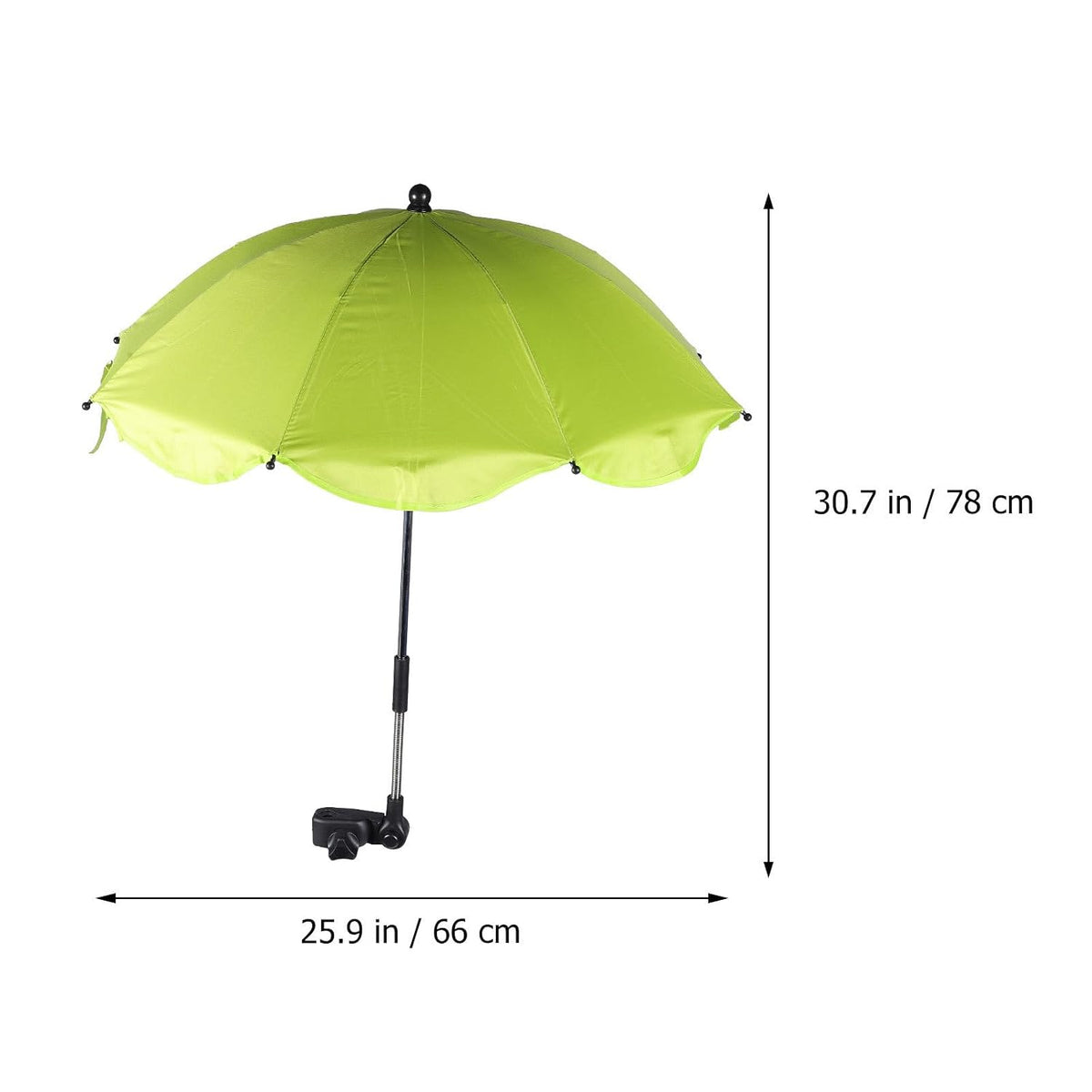 Stroller Umbrella with Adjustable Clamp - UV Protection Sun Shade for Baby Pram Toddler Stroller - Green Clip on Parasol for Wheelchairs, Trolley, Beach Chair Outdoor Use