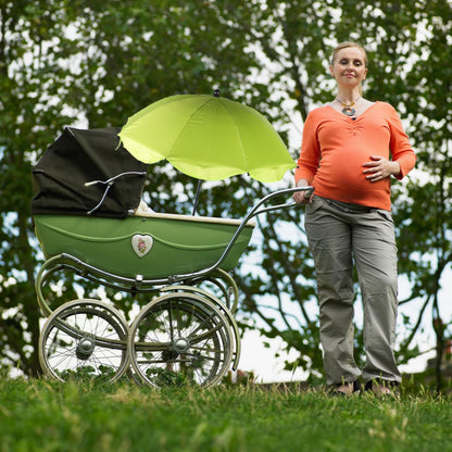 Stroller Umbrella with Adjustable Clamp - UV Protection Sun Shade for Baby Pram Toddler Stroller - Green Clip on Parasol for Wheelchairs, Trolley, Beach Chair Outdoor Use