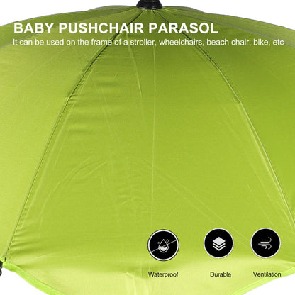 Stroller Umbrella with Adjustable Clamp - UV Protection Sun Shade for Baby Pram Toddler Stroller - Green Clip on Parasol for Wheelchairs, Trolley, Beach Chair Outdoor Use