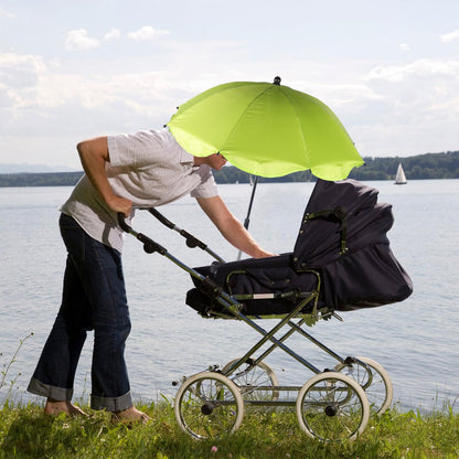 Stroller Umbrella with Adjustable Clamp - UV Protection Sun Shade for Baby Pram Toddler Stroller - Green Clip on Parasol for Wheelchairs, Trolley, Beach Chair Outdoor Use