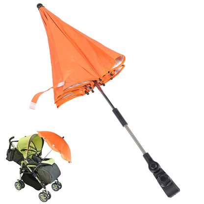 Stroller Umbrella with Adjustable Clamp - UV Protection Sun Shade for Baby Pram Toddler Stroller - Green Clip on Parasol for Wheelchairs, Trolley, Beach Chair Outdoor Use
