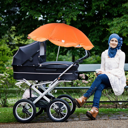 Stroller Umbrella with Adjustable Clamp - UV Protection Sun Shade for Baby Pram Toddler Stroller - Green Clip on Parasol for Wheelchairs, Trolley, Beach Chair Outdoor Use