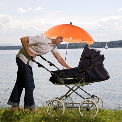 Stroller Umbrella with Adjustable Clamp - UV Protection Sun Shade for Baby Pram Toddler Stroller - Green Clip on Parasol for Wheelchairs, Trolley, Beach Chair Outdoor Use