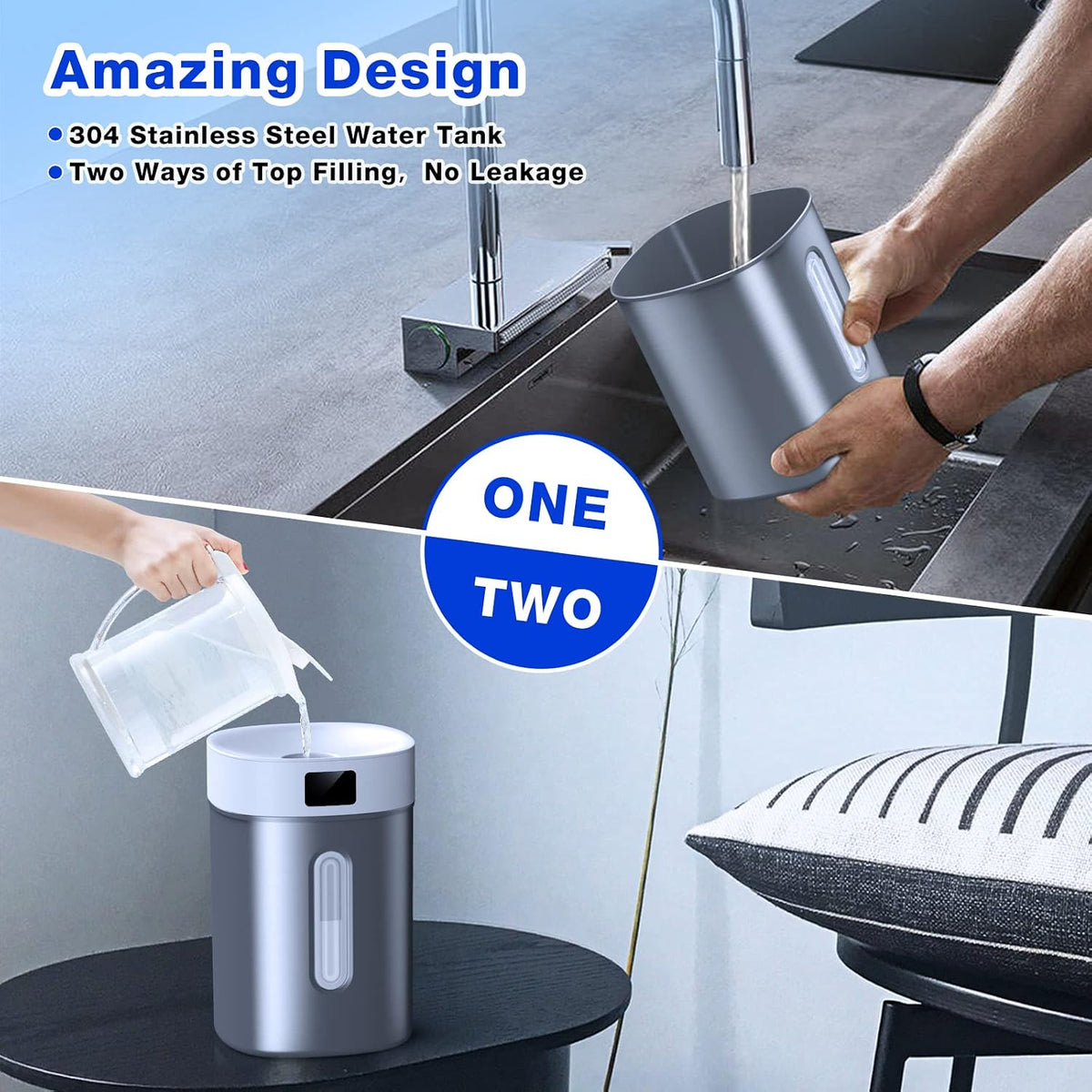 Stainless Steel Humidifiers for Bedroom,Large Room,Baby Nursery,Plants,Home