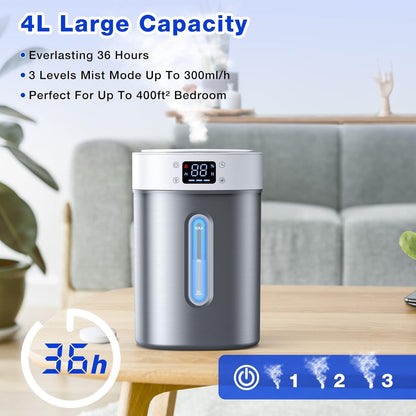 Stainless Steel Humidifiers for Bedroom,Large Room,Baby Nursery,Plants,Home