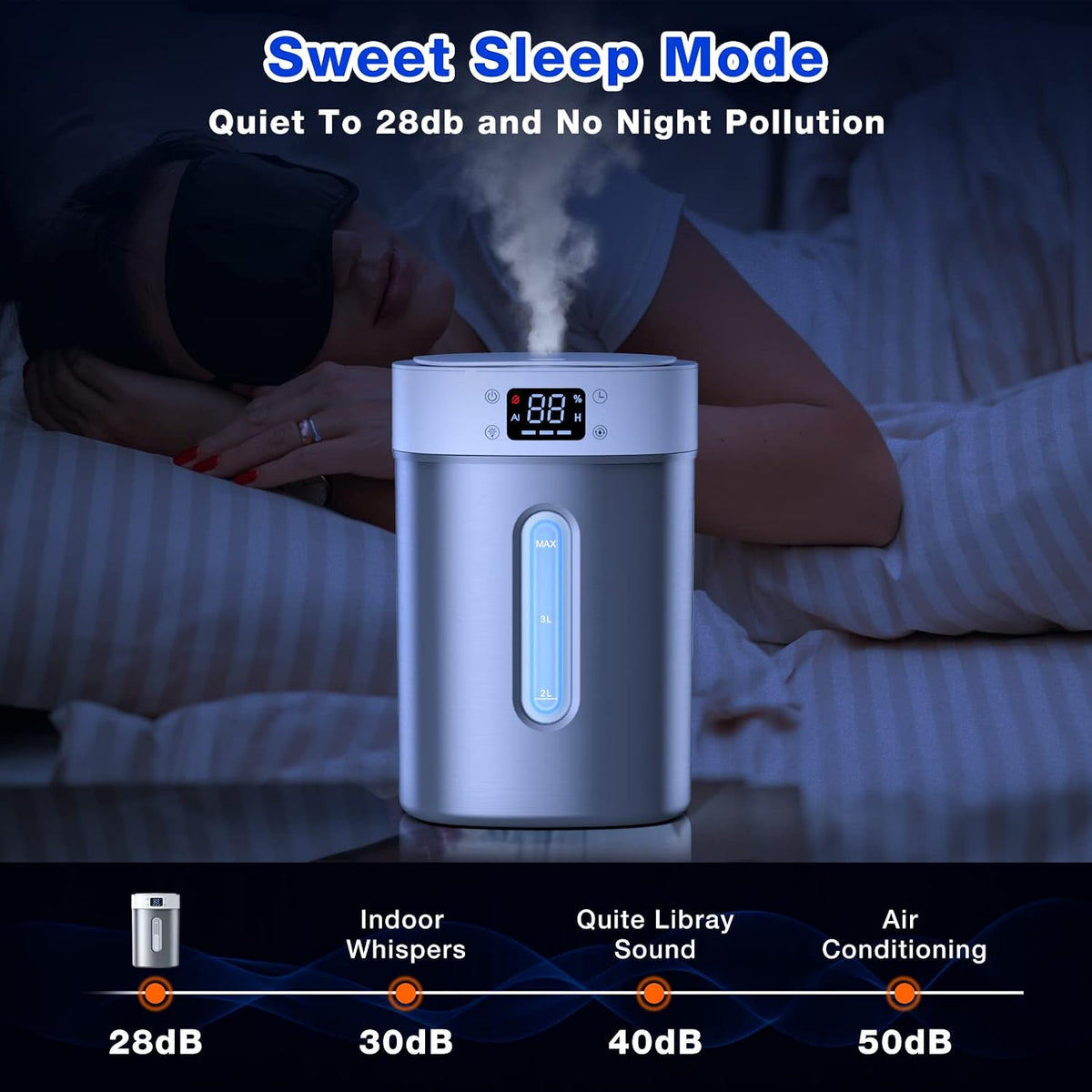 Stainless Steel Humidifiers for Bedroom,Large Room,Baby Nursery,Plants,Home
