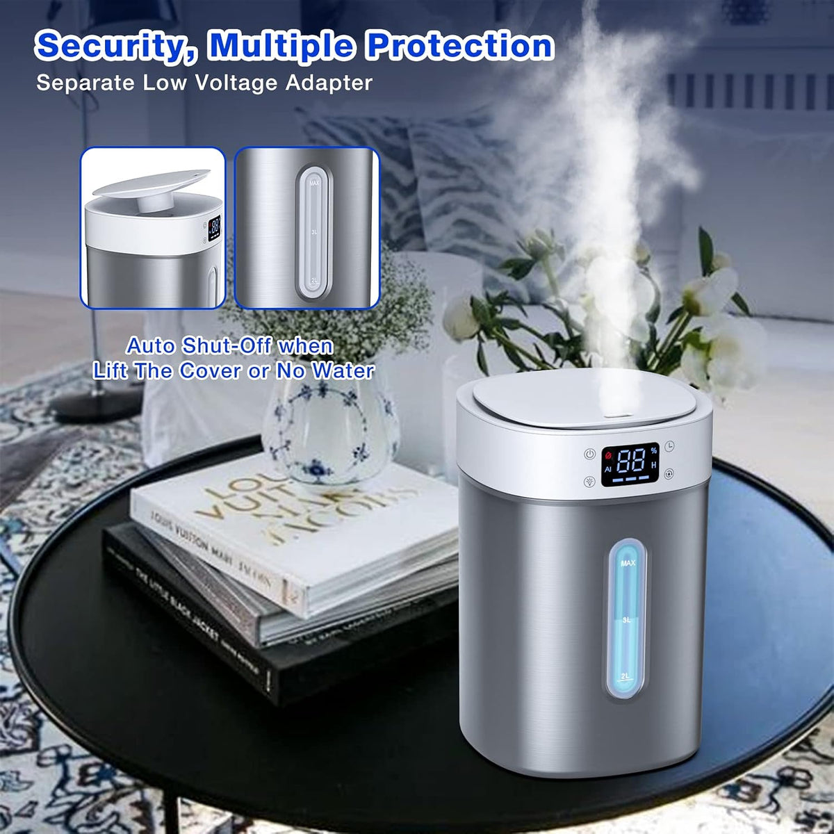 Stainless Steel Humidifiers for Bedroom,Large Room,Baby Nursery,Plants,Home