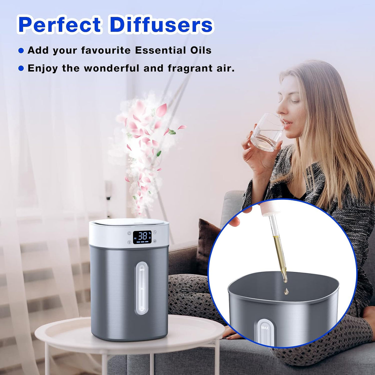 Stainless Steel Humidifiers for Bedroom,Large Room,Baby Nursery,Plants,Home