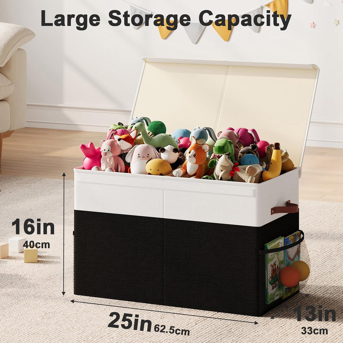 Large Toy Storage Box with Lid, Toy Chest Organizer Bin for Kids