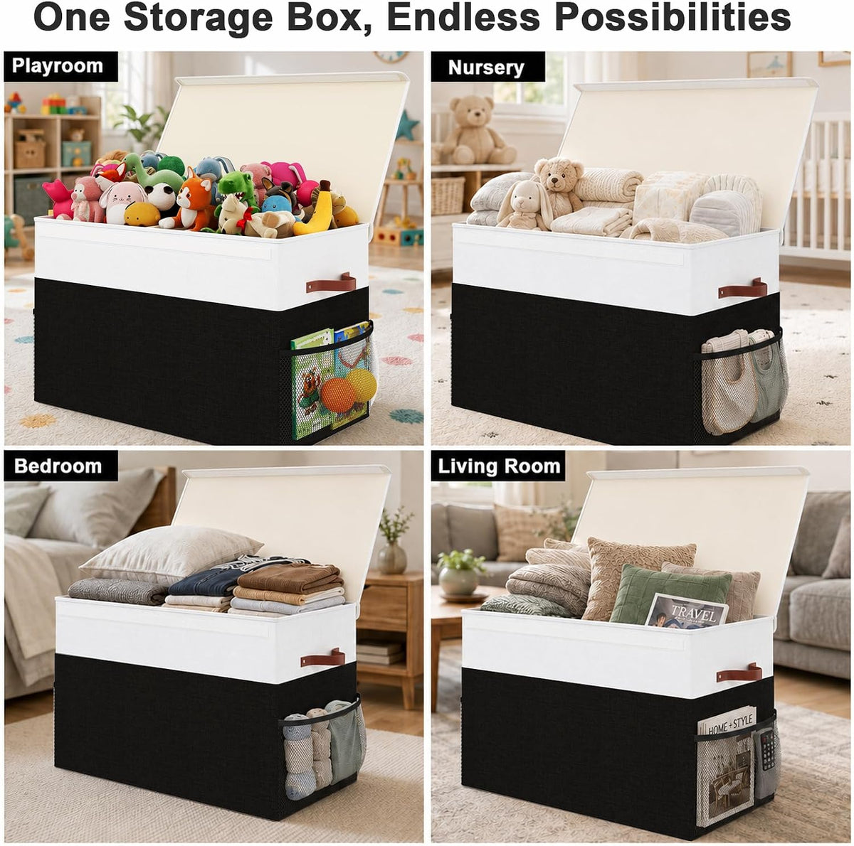 Large Toy Storage Box with Lid, Toy Chest Organizer Bin for Kids
