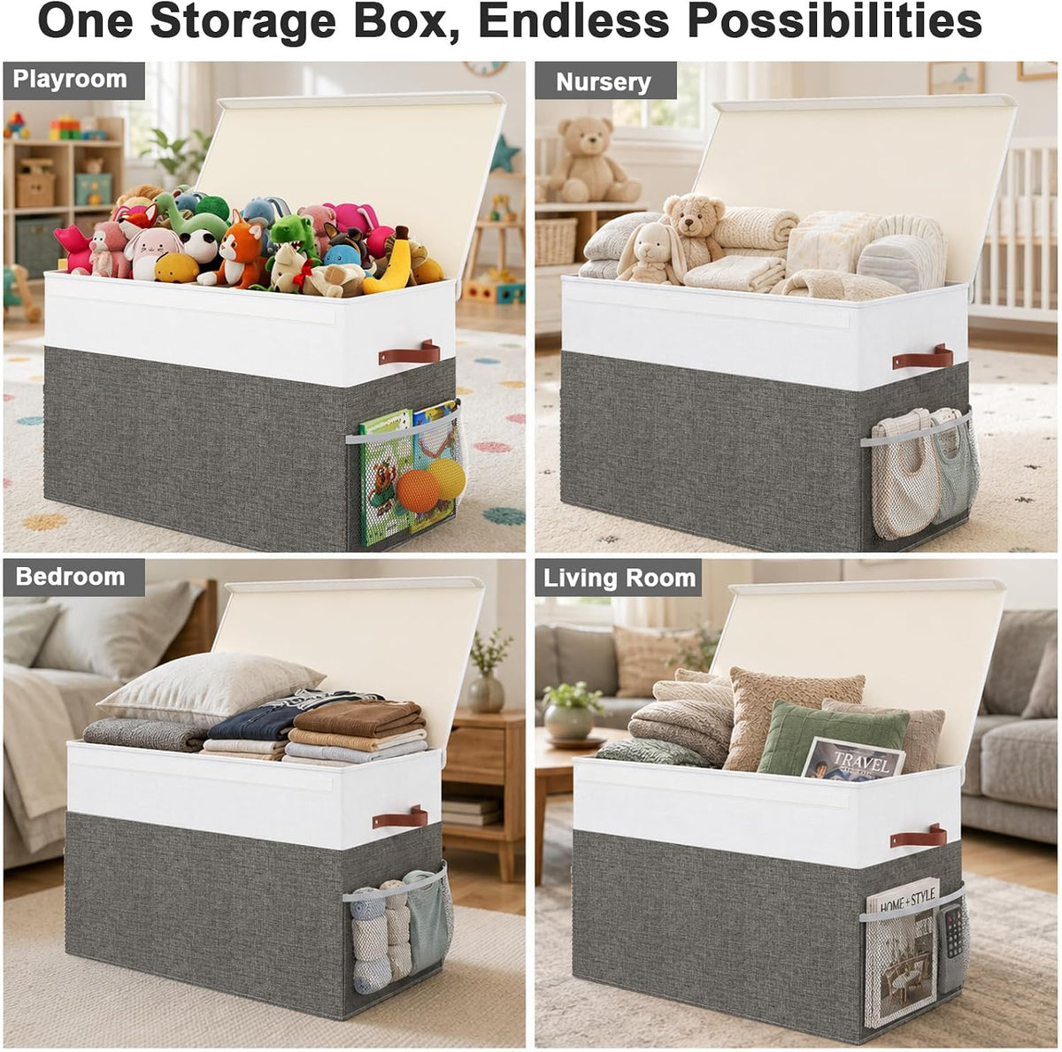 Large Toy Storage Box with Lid, Toy Chest Organizer Bin for Kids