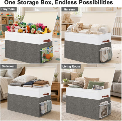 Large Toy Storage Box with Lid, Toy Chest Organizer Bin for Kids