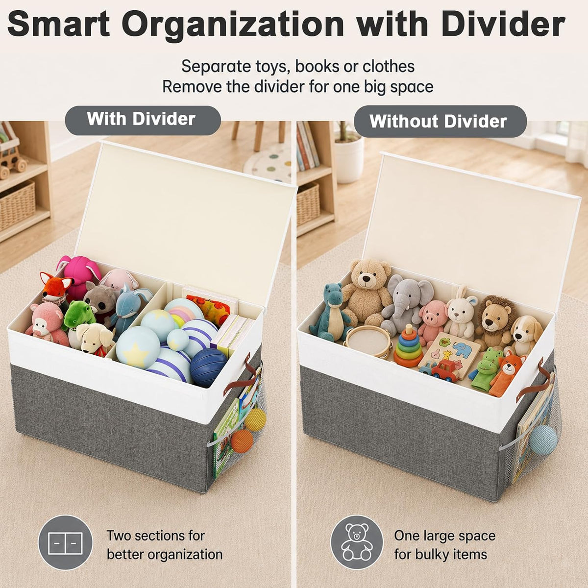 Large Toy Storage Box with Lid, Toy Chest Organizer Bin for Kids