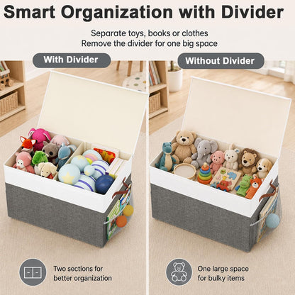 Large Toy Storage Box with Lid, Toy Chest Organizer Bin for Kids