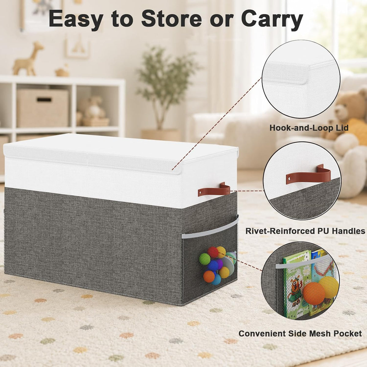 Large Toy Storage Box with Lid, Toy Chest Organizer Bin for Kids