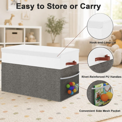 Large Toy Storage Box with Lid, Toy Chest Organizer Bin for Kids