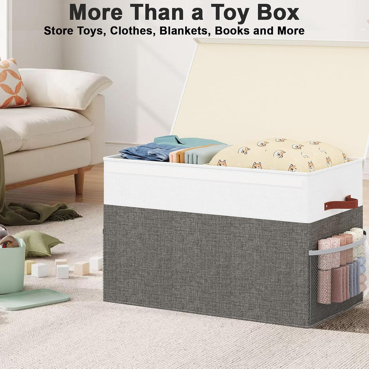 Large Toy Storage Box with Lid, Toy Chest Organizer Bin for Kids