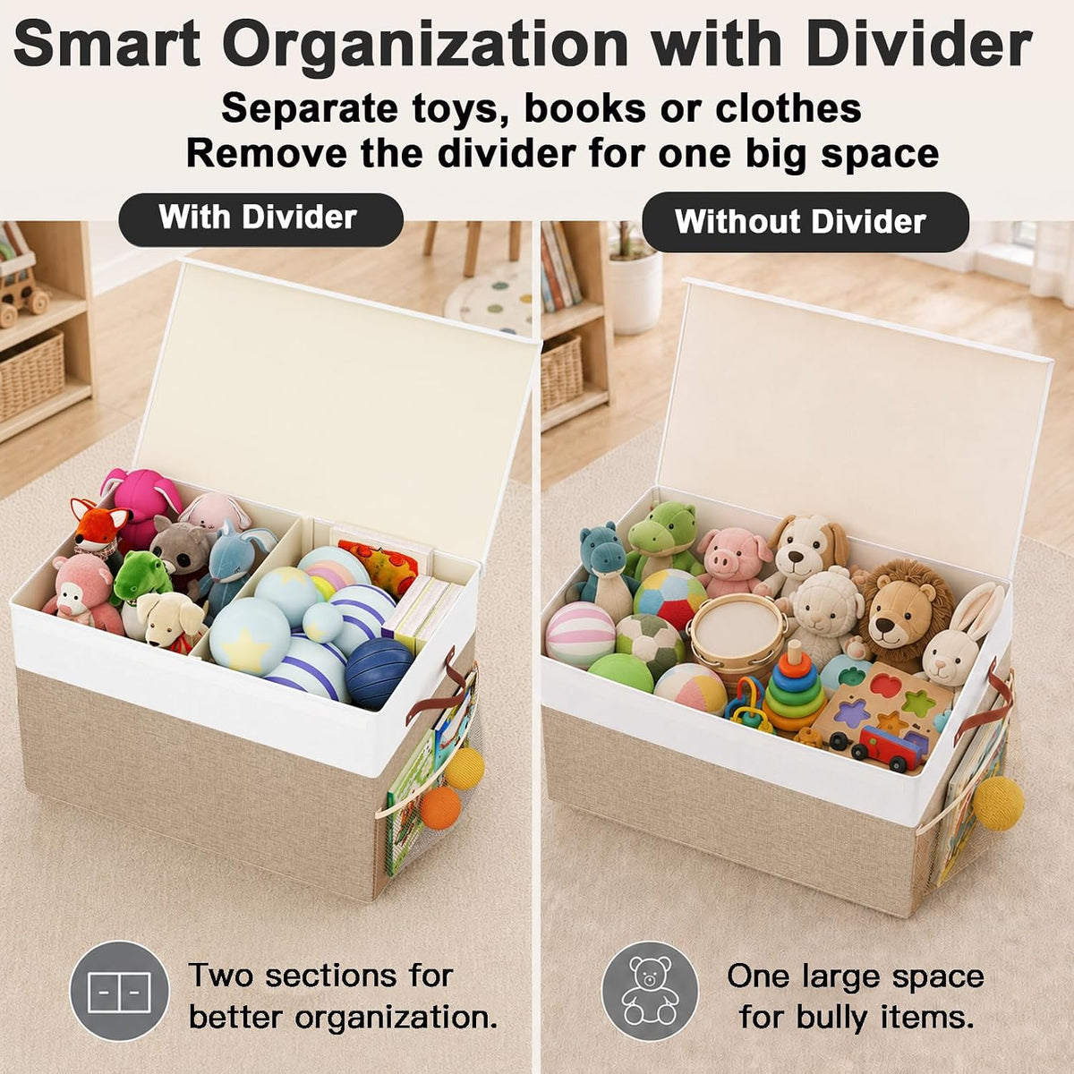 Large Toy Storage Box with Lid, Toy Chest Organizer Bin for Kids