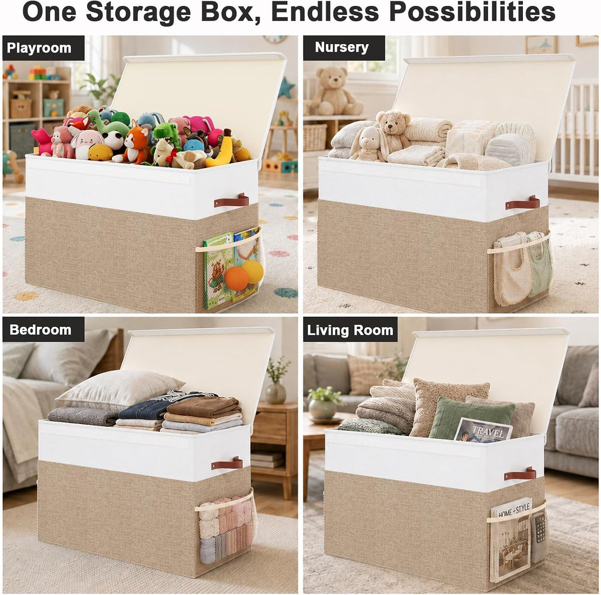 Large Toy Storage Box with Lid, Toy Chest Organizer Bin for Kids