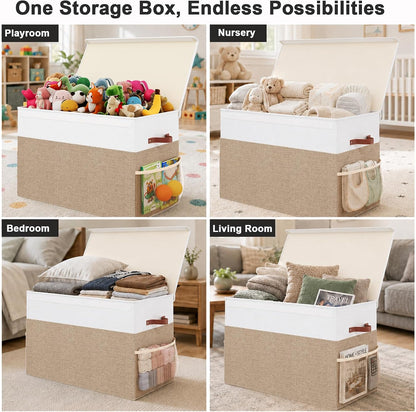 Large Toy Storage Box with Lid, Toy Chest Organizer Bin for Kids