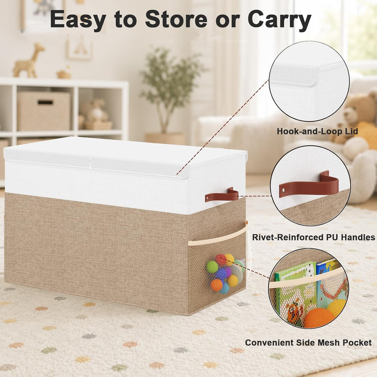 Large Toy Storage Box with Lid, Toy Chest Organizer Bin for Kids