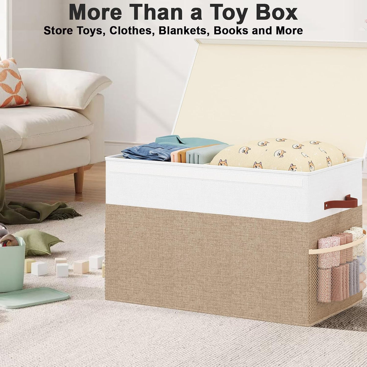 Large Toy Storage Box with Lid, Toy Chest Organizer Bin for Kids