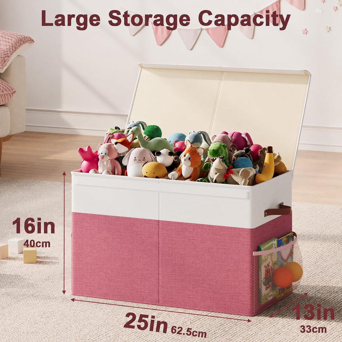 Large Toy Storage Box with Lid, Toy Chest Organizer Bin for Kids