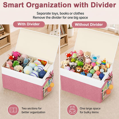 Large Toy Storage Box with Lid, Toy Chest Organizer Bin for Kids