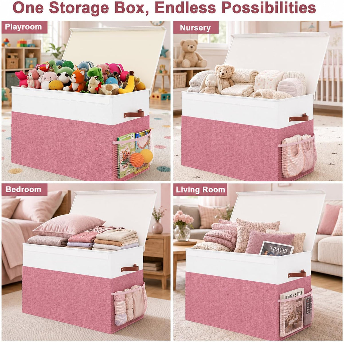 Large Toy Storage Box with Lid, Toy Chest Organizer Bin for Kids