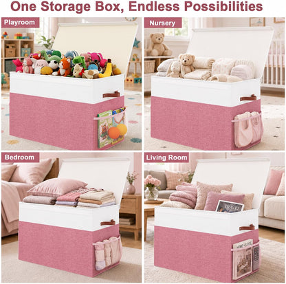 Large Toy Storage Box with Lid, Toy Chest Organizer Bin for Kids