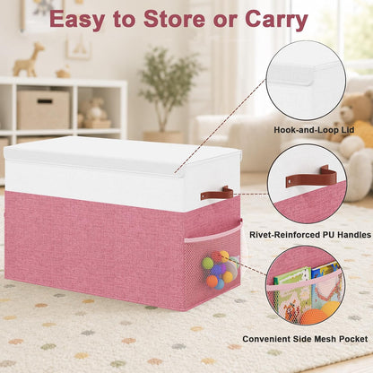 Large Toy Storage Box with Lid, Toy Chest Organizer Bin for Kids