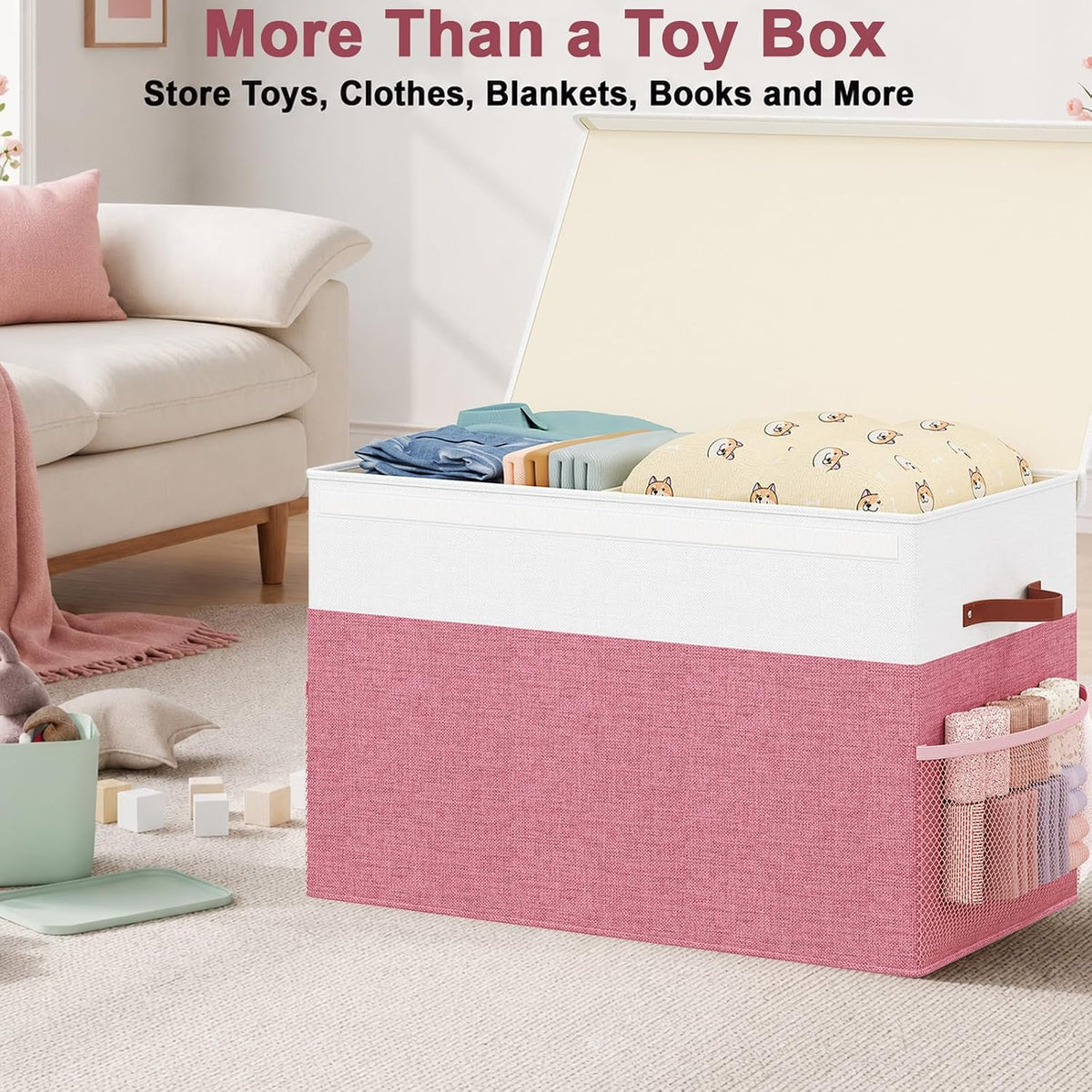 Large Toy Storage Box with Lid, Toy Chest Organizer Bin for Kids