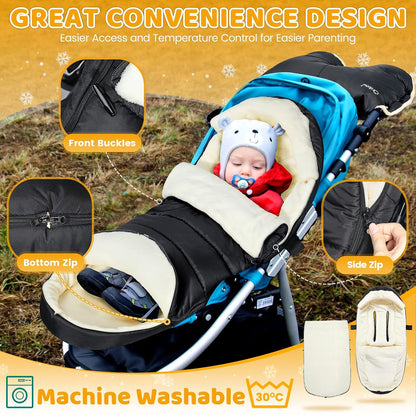 Stroller Footmuff, Universal, Weather-Proof Baby Bunting Bag, Warm Blanket
