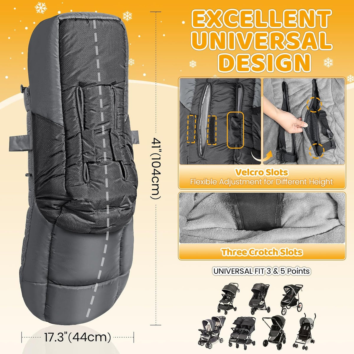 Stroller Footmuff, Universal, Weather-Proof Baby Bunting Bag, Warm Blanket