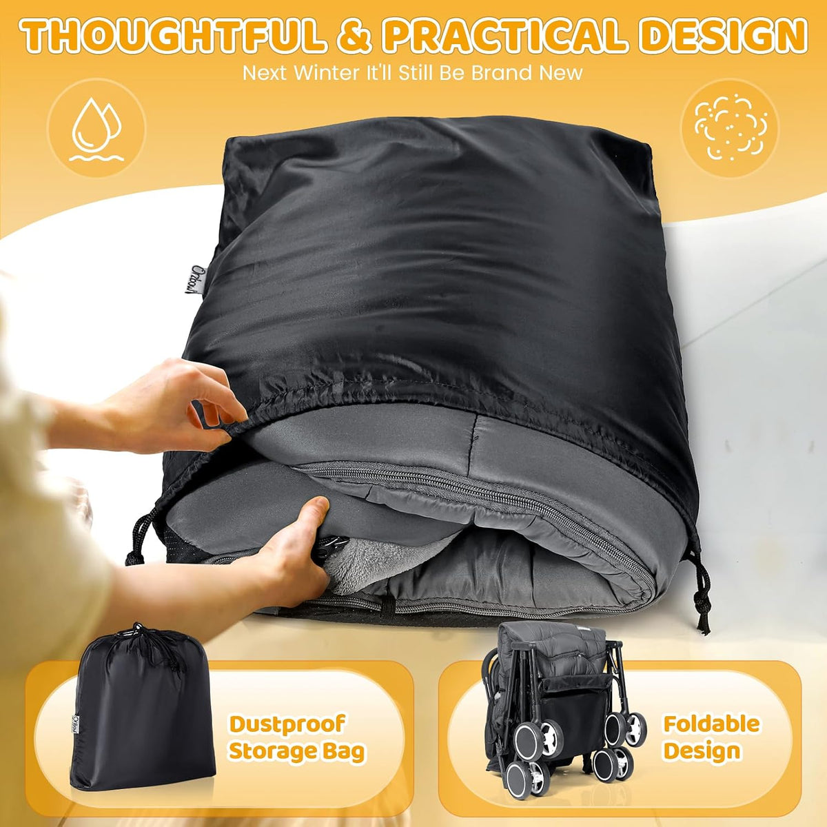 Stroller Footmuff, Universal, Weather-Proof Baby Bunting Bag, Warm Blanket