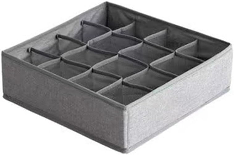 Underwear Organizer with Drawer Dividers, Foldable Fabric Dresser Closet Organizers Bins, Bedroom Cabinet Organization and Storage Box for Baby Clothes, Undies, Ties，Sock-Dark Grey (16cell)