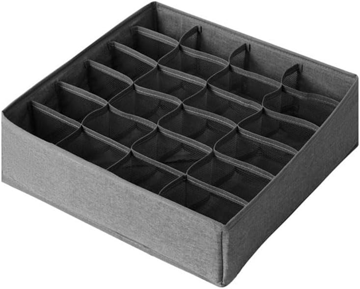 Underwear Organizer with Drawer Dividers, Foldable Fabric Dresser Closet Organizers Bins, Bedroom Cabinet Organization and Storage Box for Baby Clothes, Undies, Ties，Sock-Dark Grey (16cell)