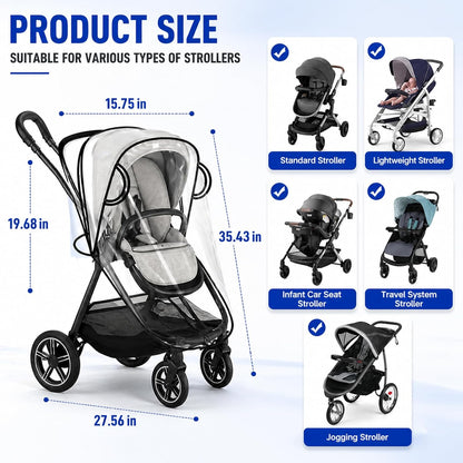 Stroller Rain Cover for Nuna Stroller,Clear Stroller Rain Cover,Windproof Travel Weather Shield,Protect from Dust Snow,Breathable Ventilation and Easy Access for Trip Use,Daily Walks