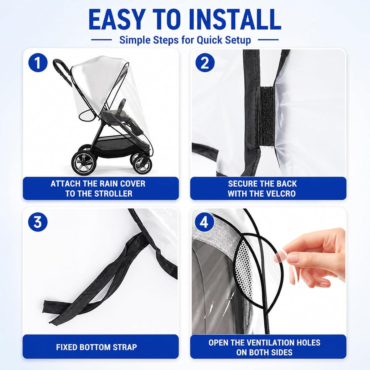 Stroller Rain Cover for Nuna Stroller,Clear Stroller Rain Cover,Windproof Travel Weather Shield,Protect from Dust Snow,Breathable Ventilation and Easy Access for Trip Use,Daily Walks