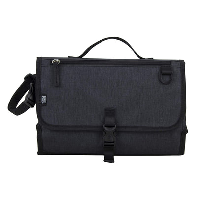 Baby Portable Water Resistant Diaper Changing Pad & Diaper Changing Kit Travel Bag Baby Station On the Go, Black Chambray
