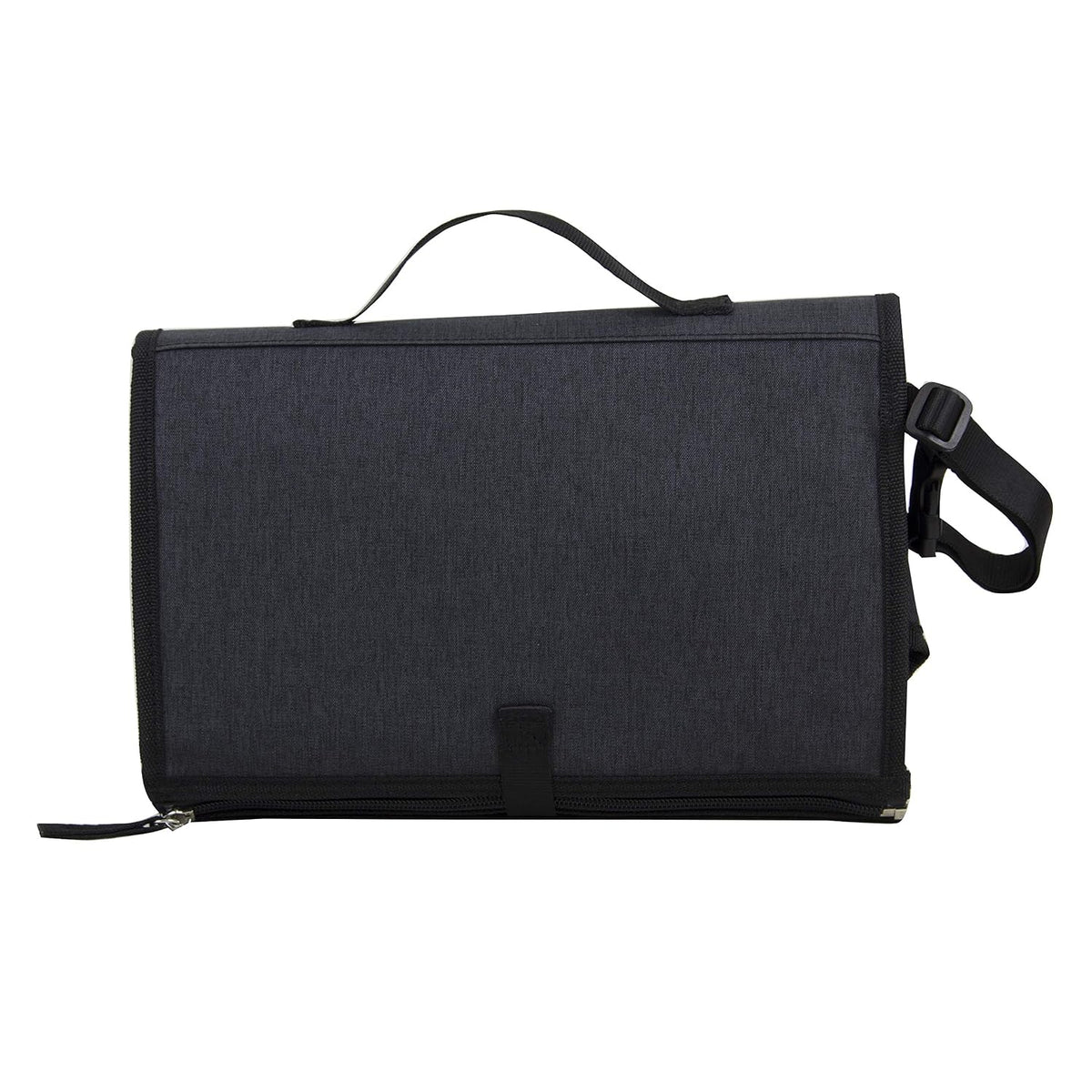 Baby Portable Water Resistant Diaper Changing Pad & Diaper Changing Kit Travel Bag Baby Station On the Go, Black Chambray