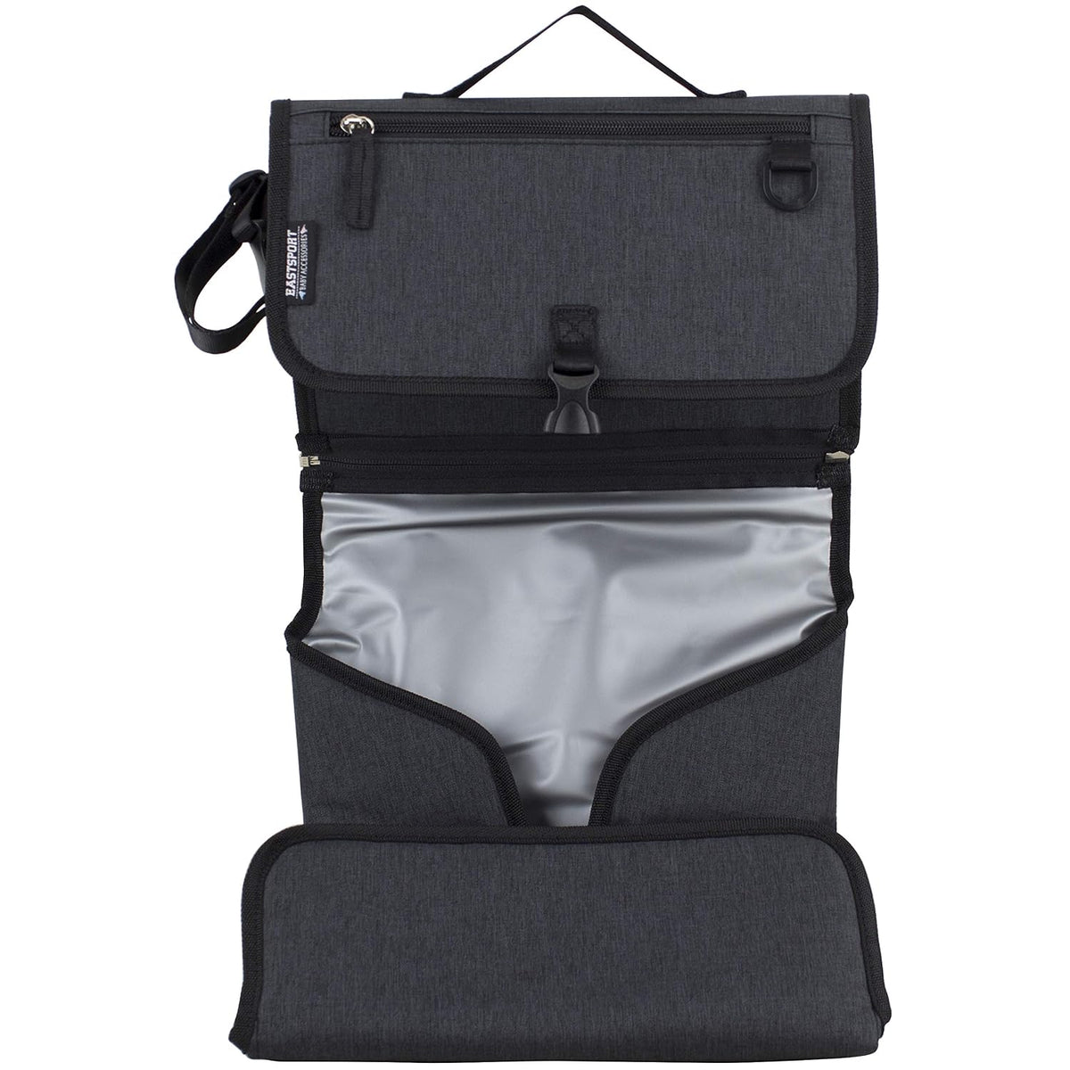 Baby Portable Water Resistant Diaper Changing Pad & Diaper Changing Kit Travel Bag Baby Station On the Go, Black Chambray