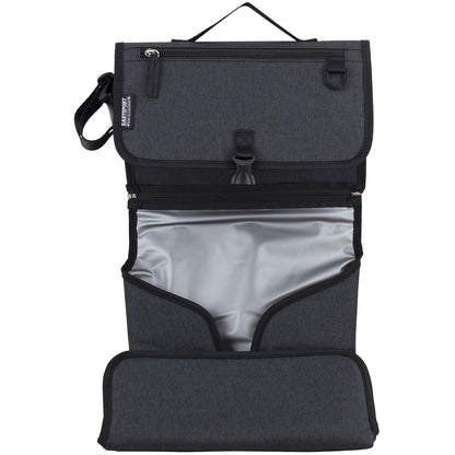 Baby Portable Water Resistant Diaper Changing Pad & Diaper Changing Kit Travel Bag Baby Station On the Go, Black Chambray
