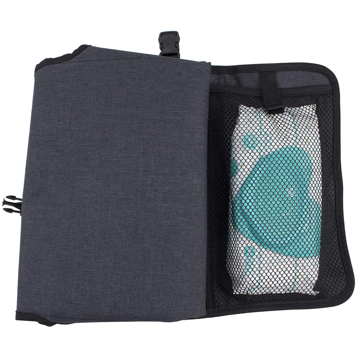 Baby Portable Water Resistant Diaper Changing Pad & Diaper Changing Kit Travel Bag Baby Station On the Go, Black Chambray