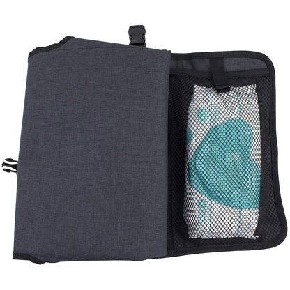 Baby Portable Water Resistant Diaper Changing Pad & Diaper Changing Kit Travel Bag Baby Station On the Go, Black Chambray