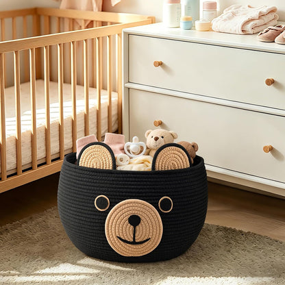 Baby Basket for Gifts Empty, Cute Bear Design, Light Brown