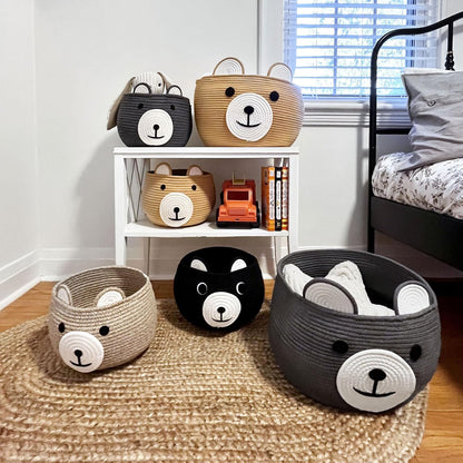 Baby Basket for Gifts Empty, Cute Bear Design, Light Brown