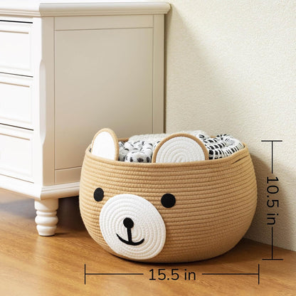 Baby Basket for Gifts Empty, Cute Bear Design, Light Brown