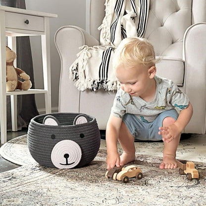 Baby Basket for Gifts Empty, Cute Bear Design, Light Brown