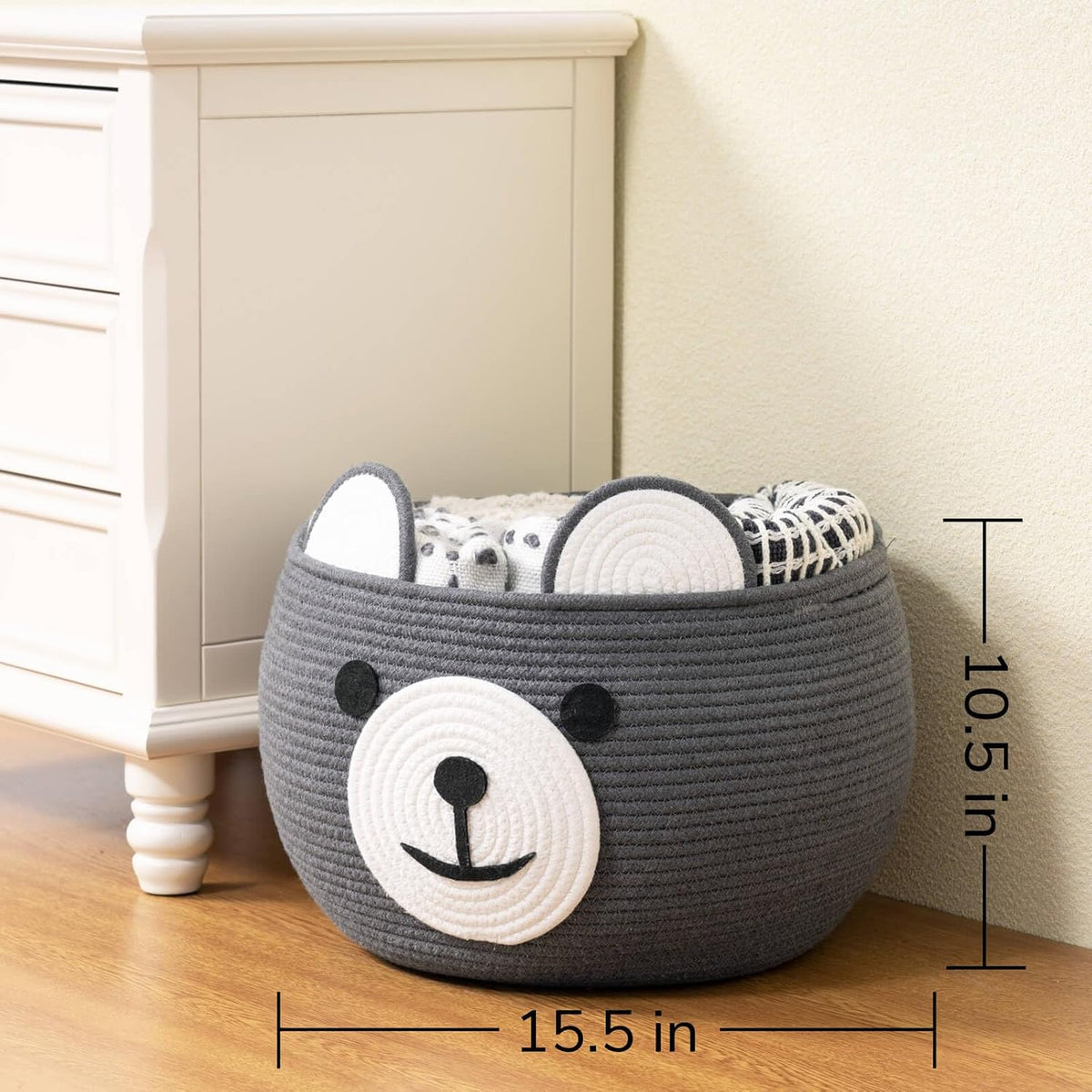Baby Basket for Gifts Empty, Cute Bear Design, Light Brown